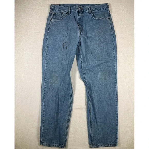 Carhartt B17 STW Mens 38x30 Relaxed Fit Straight Leg Denim Work Jeans Blue - Picture 1 of 13